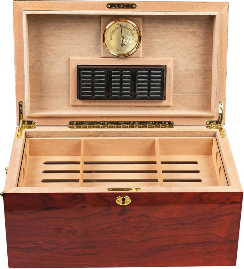Broadway Arch Top Cigar Humidor - Lacquer Burl & Mappa Inlay