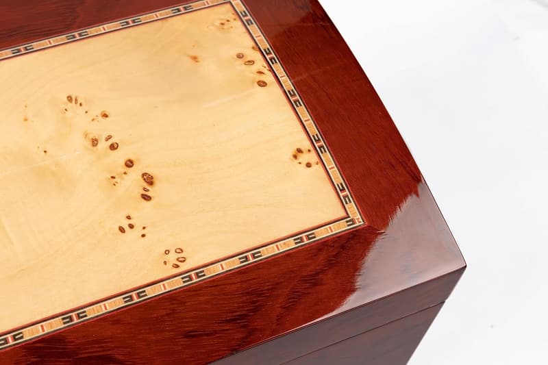 Broadway Arch Top Cigar Humidor - Lacquer Burl & Mappa Inlay
