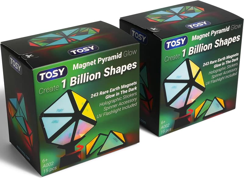 Magnet Pyramid Glow Puzzle - 12 Holographic Magnetic Tiles
