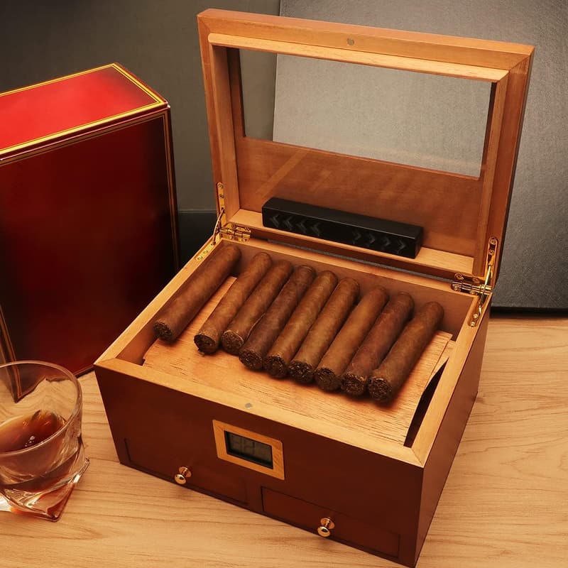 Cigar Humidifier - Black Cuboid Design
