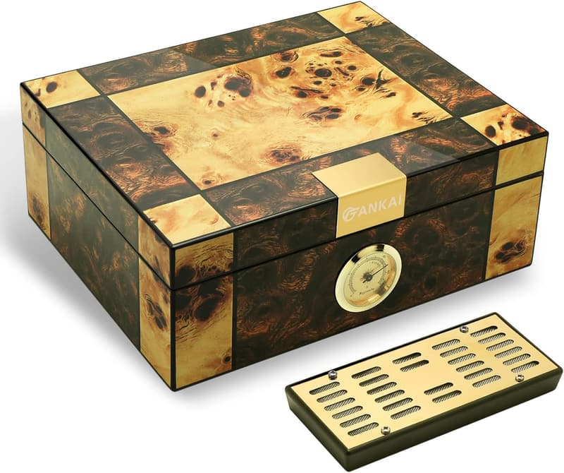Cedar Wood Cigar Humidor Box with Humidifier - Gift for Men