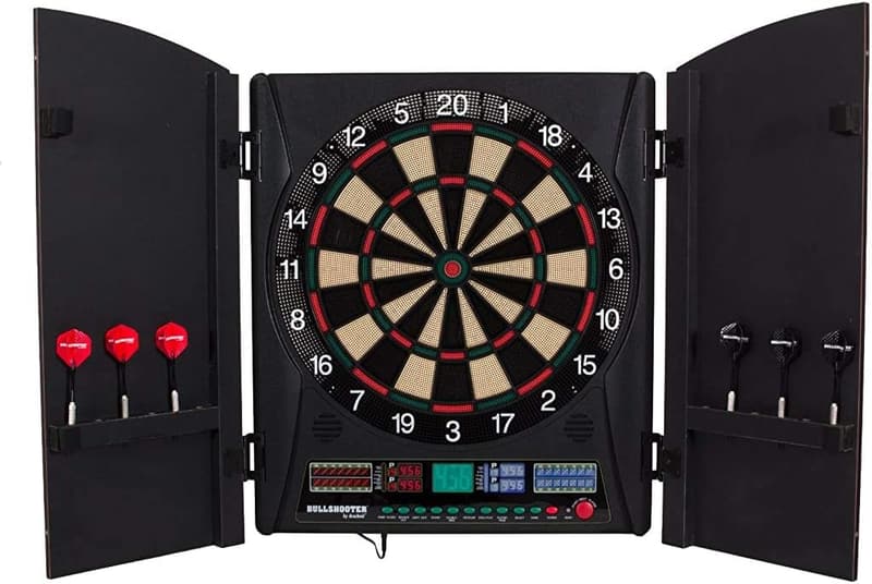 Electronic Soft Tip Dartboard Cabinet Set - Black