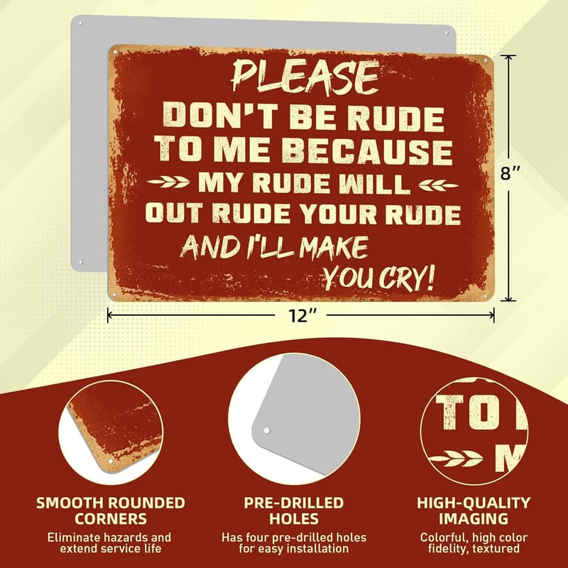 Funny Aluminum Sign for Man Cave Decor - 12x8 Inch