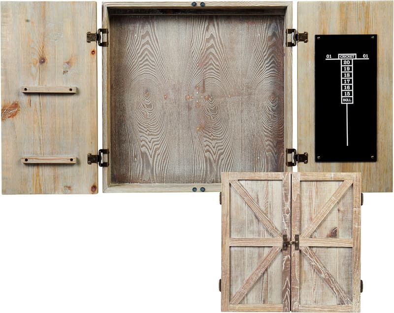 Barnwood Dartboard Cabinet with Wheat Finish - Dartboard Not Included