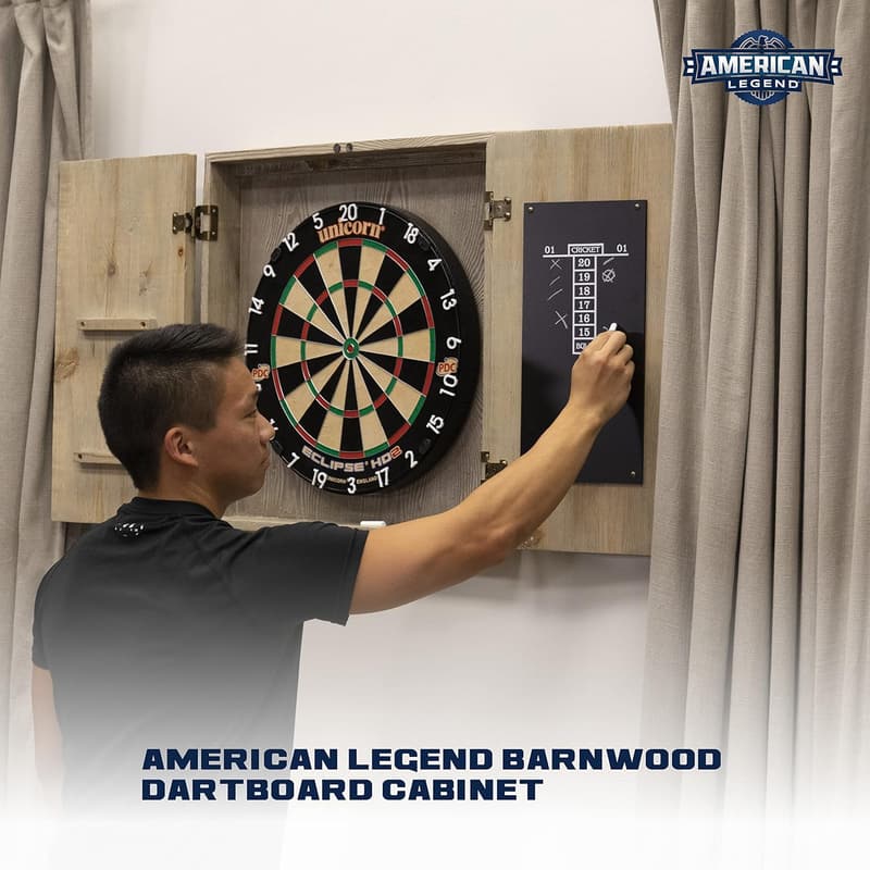 Barnwood Dartboard Cabinet with Wheat Finish - Dartboard Not Included