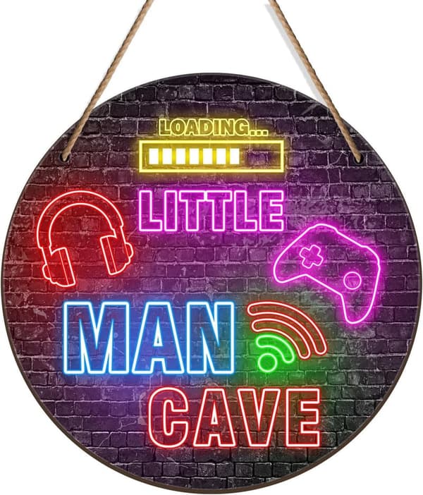 Boys' Room Wall Art - Little Man Cave Sign for Gamers