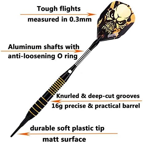 Soft Tip Darts Set - 12 Pack with Aluminum Shafts & Accessories