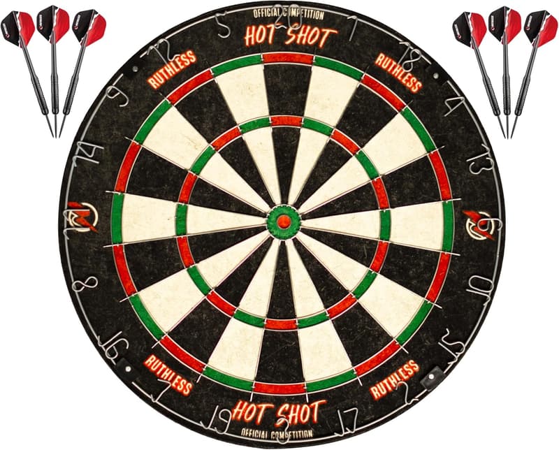 Sisal Dartboard Set with Steel Tip Darts for Endurance Play