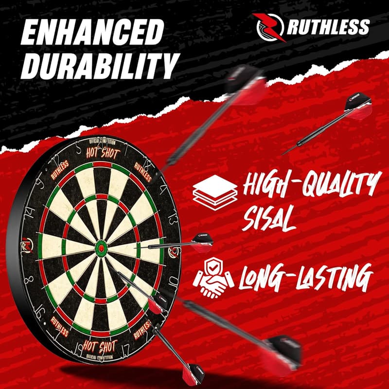Sisal Dartboard Set with Steel Tip Darts for Endurance Play