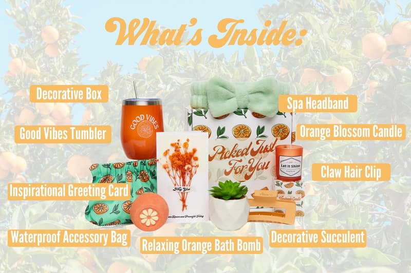 Get Well Soon Orange Themed Gift Basket for Women