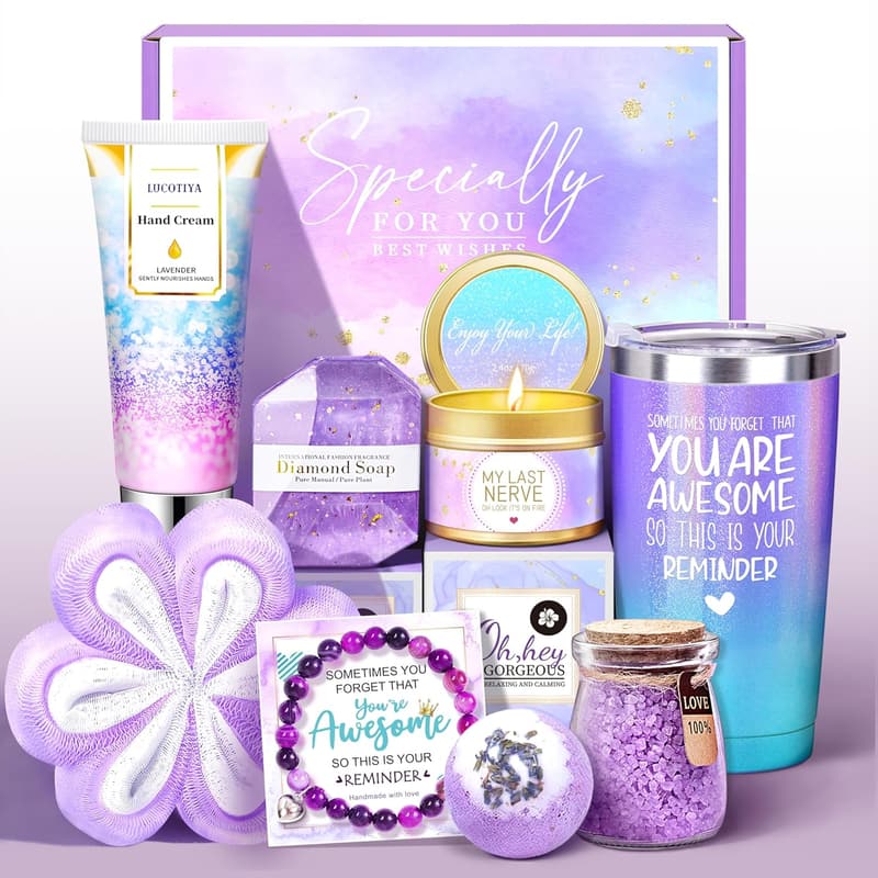 Birthday Care Package for Women - 9pcs Lavender Gift Set