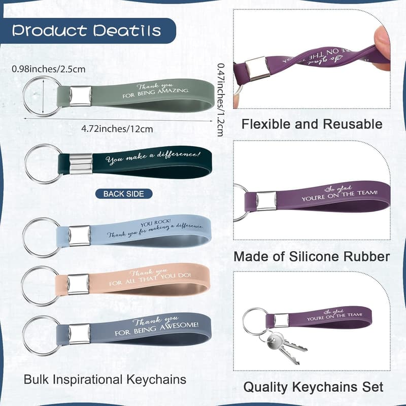 Inspirational Silicone Keychain Set for Women - 50 Pcs