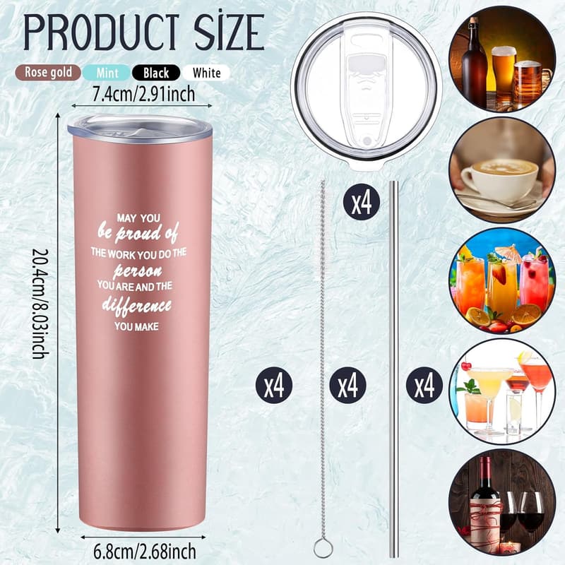 Employee Appreciation Gift Set - 4 Pcs Insulated Tumbler Mugs