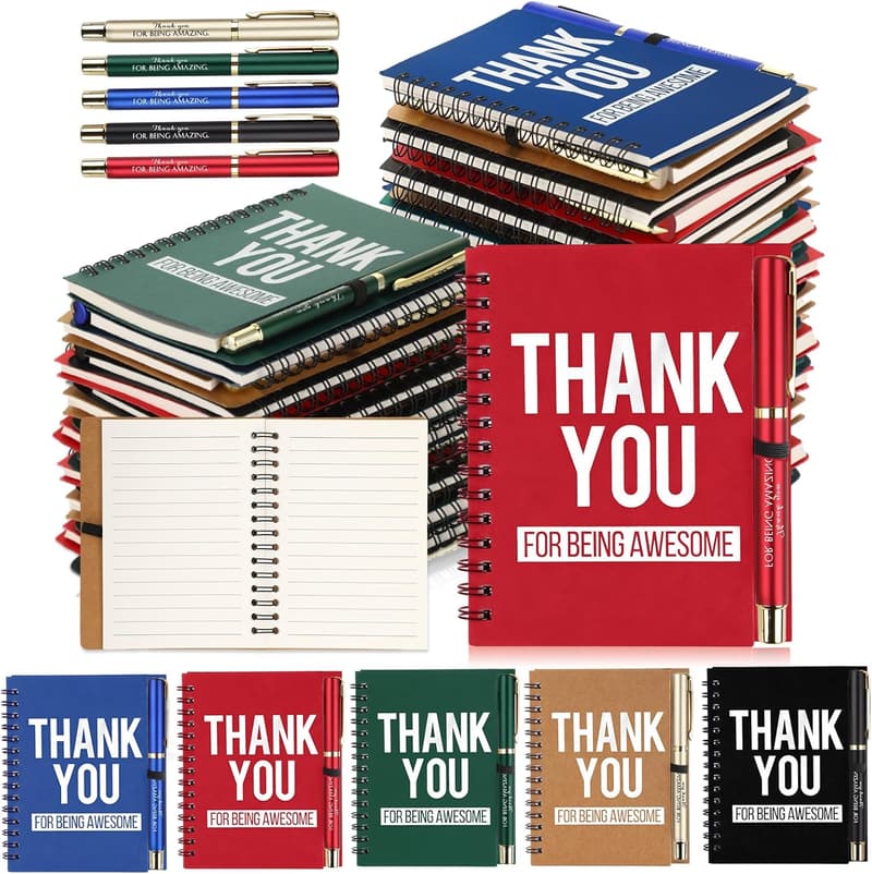 Employee Appreciation Spiral Notebook & Pen Set (10 Packs)