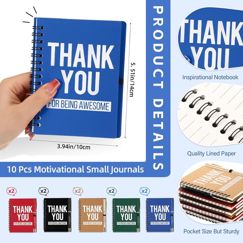 Employee Appreciation Spiral Notebook & Pen Set (10 Packs)