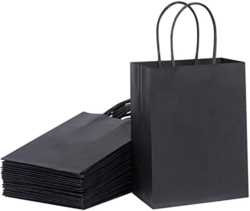 Halloween Mini Gift Bags – 50 Pack, Black Goodie Bags with Handles