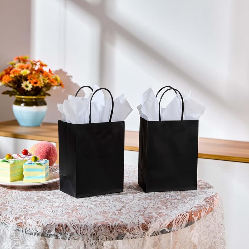 Halloween Mini Gift Bags – 50 Pack, Black Goodie Bags with Handles