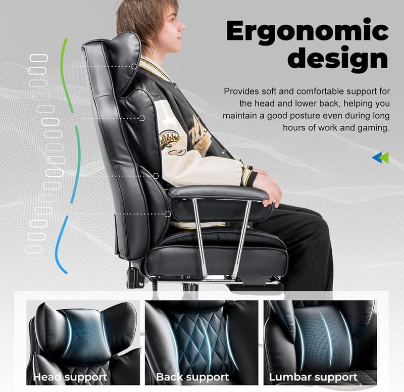 Executive Ergonomic Office Chair with Footrest and Lumbar Support