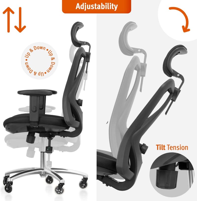 Ergonomic Office Chair with Lumbar Support & Adjustable Design