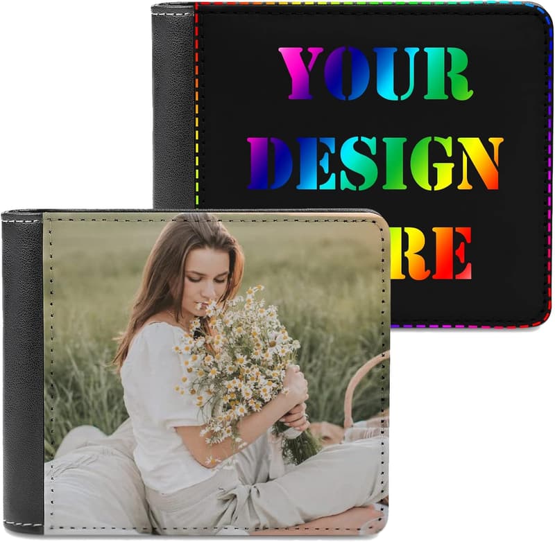 Custom Leather Wallet for Men - Personalized Photo & Name