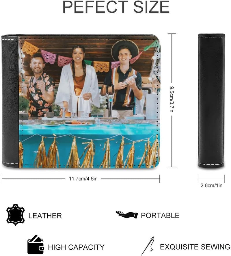 Custom Leather Wallet for Men - Personalized Photo & Name