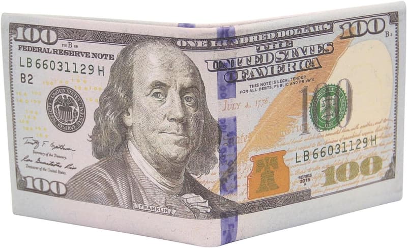 Men's Leather Dollar Bill Wallet with Credit Card Holder