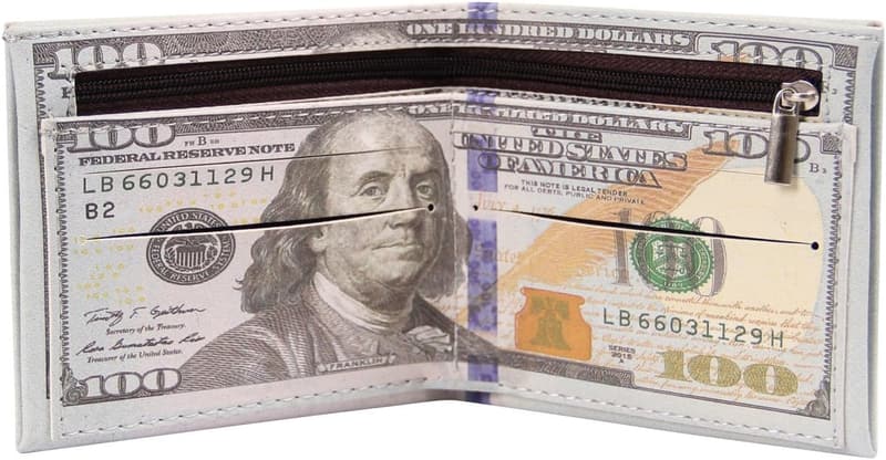 Men's Leather Dollar Bill Wallet with Credit Card Holder