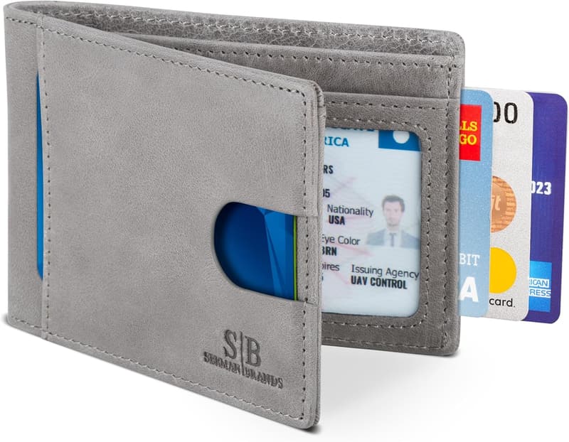 Genuine Leather RFID Blocking Minimalist Wallet for Men
