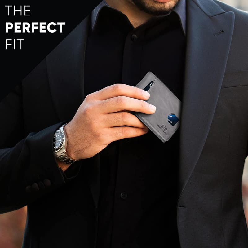 Genuine Leather RFID Blocking Minimalist Wallet for Men