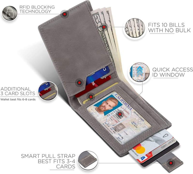 Genuine Leather RFID Blocking Minimalist Wallet for Men