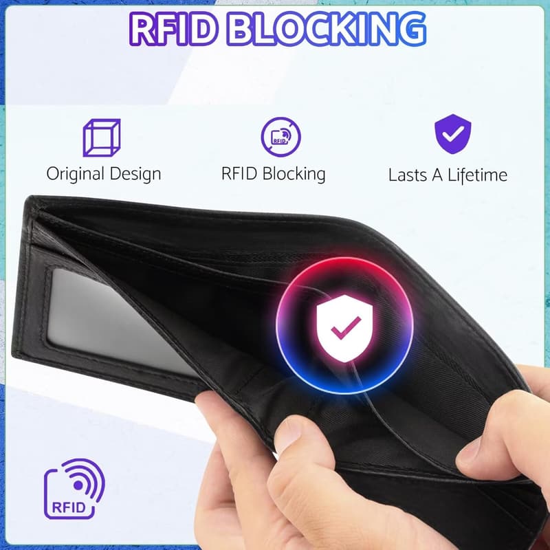 Cool Leather Bifold Wallet for Teen Boys - RFID Blocking