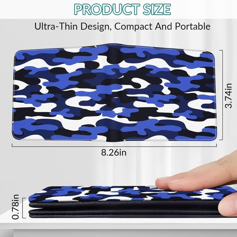 Camo Leather Wallet for Teen Boys with RFID Blocking and Coin Pocket
