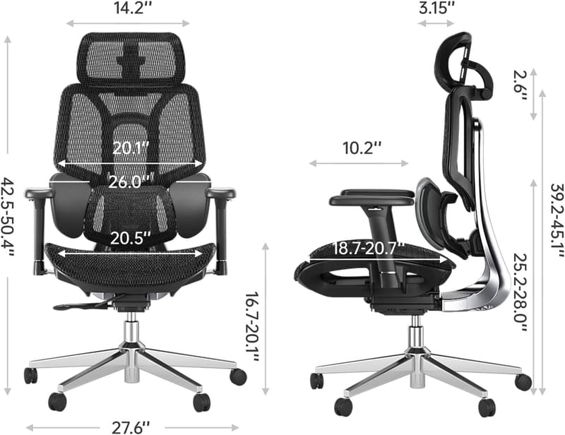 Ergonomic Office Chair for Big & Tall with 3D Lumbar Support