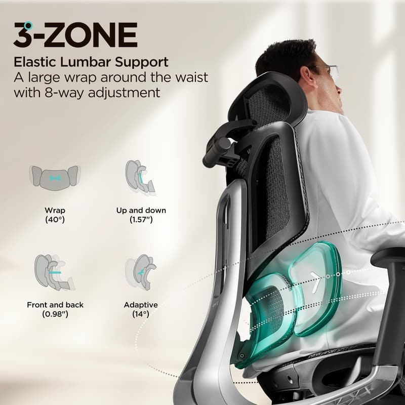 Ergonomic Office Chair for Big & Tall with 3D Lumbar Support