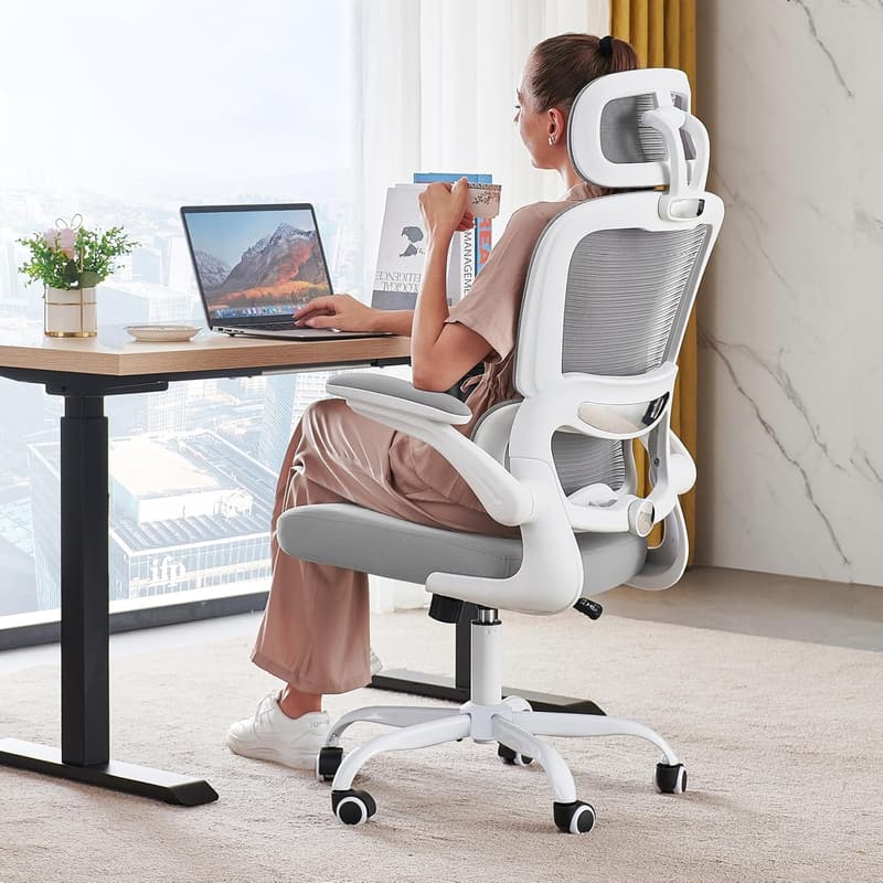 Ergonomic High Back Office Chair for Home or Study - Grey