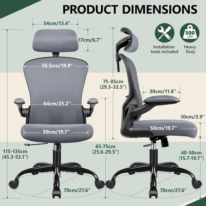 Ergonomic Desk Chair with Adjustable Lumbar Support – Dark Gray