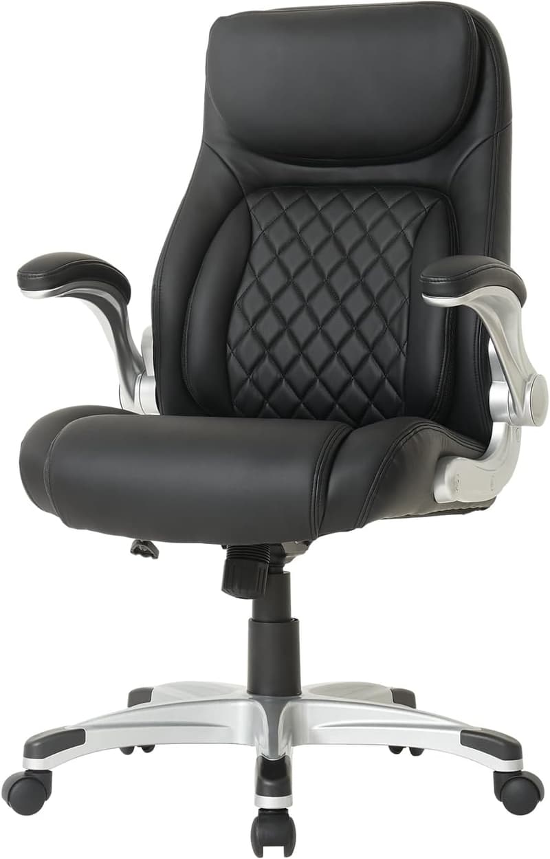 Ergonomic Black PU Leather Office Chair with Lumbar Support