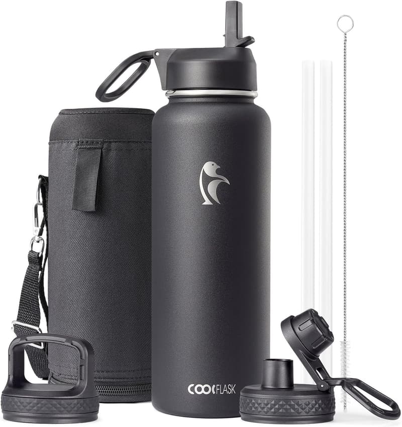 Insulated 40 oz Stainless Steel Water Bottle – Magic Black