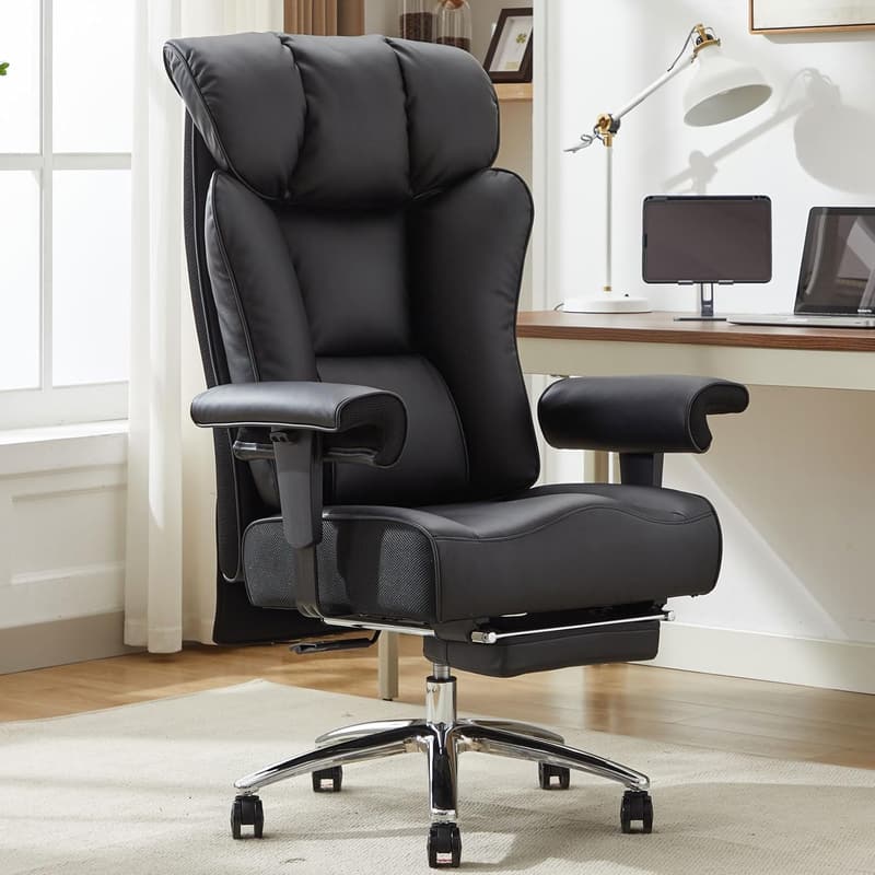 Ergonomic Executive Office Chair with Foot Rest & Lumbar Support