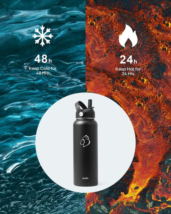 Insulated 40oz Stainless Steel Water Bottle - Black