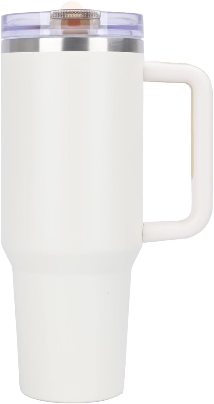 40 oz Leak-Proof Vacuum Insulated Tumbler with Handle - Cream White