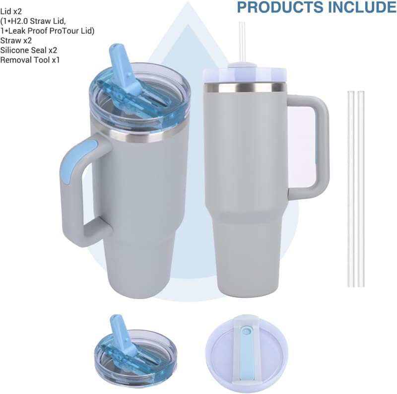 40 oz Leak-Proof Vacuum Insulated Tumbler with Handle - Cream White