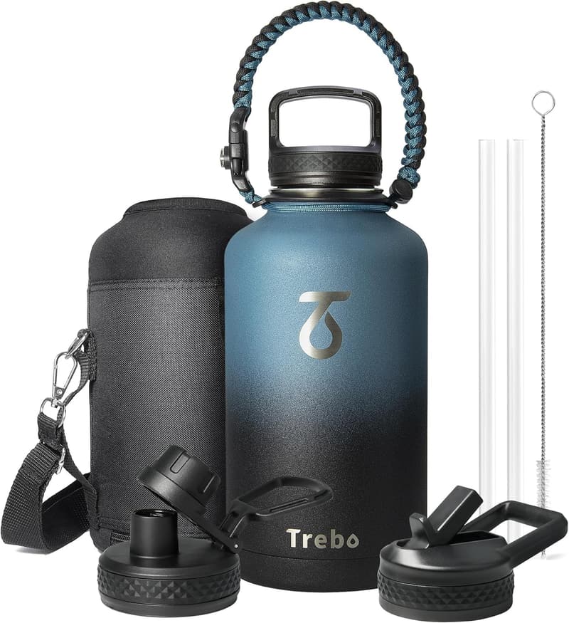 64oz Insulated Stainless Steel Water Bottle with Paracord Handle