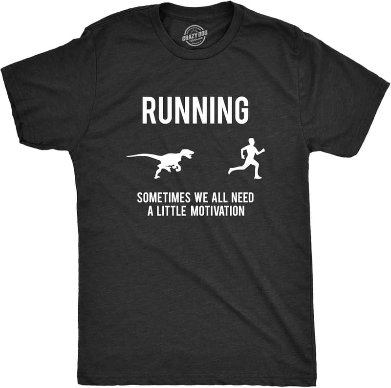 Funny Dinosaur Graphic Tee for Men's Running Motivation