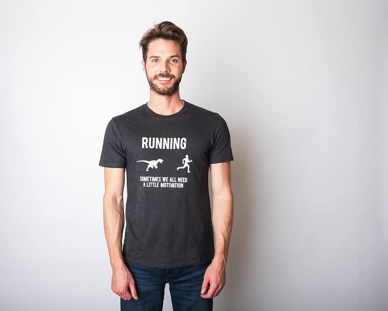 Funny Dinosaur Graphic Tee for Men's Running Motivation