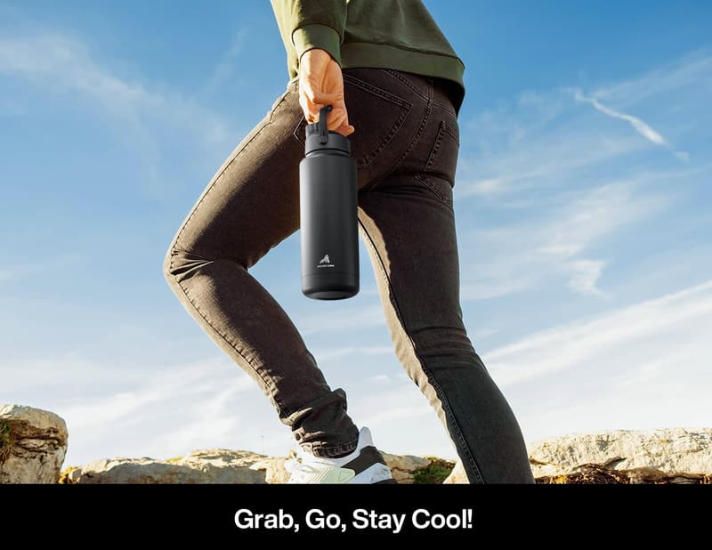 Insulated 18 oz Stainless Steel Water Bottle with Straw Lid