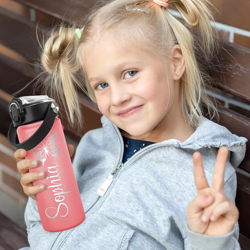 Custom Engraved Water Bottles for Kids - 18 oz, BPA Free