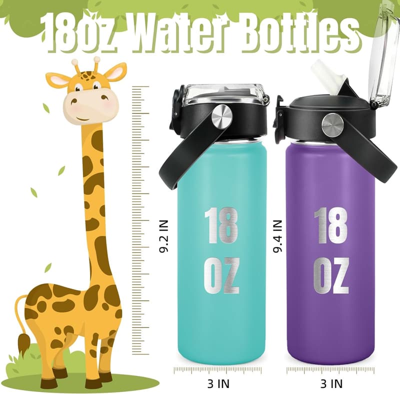 Custom Engraved Water Bottles for Kids - 18 oz, BPA Free