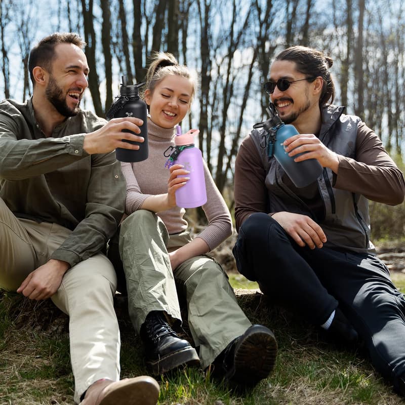 64 oz Insulated Stainless Steel Water Bottle with Straw