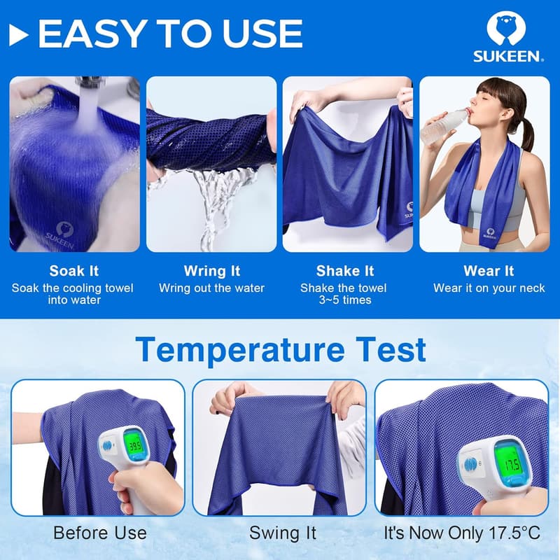 Cooling Towel 4-Pack - Breathable Microfiber for Sports & Fitness